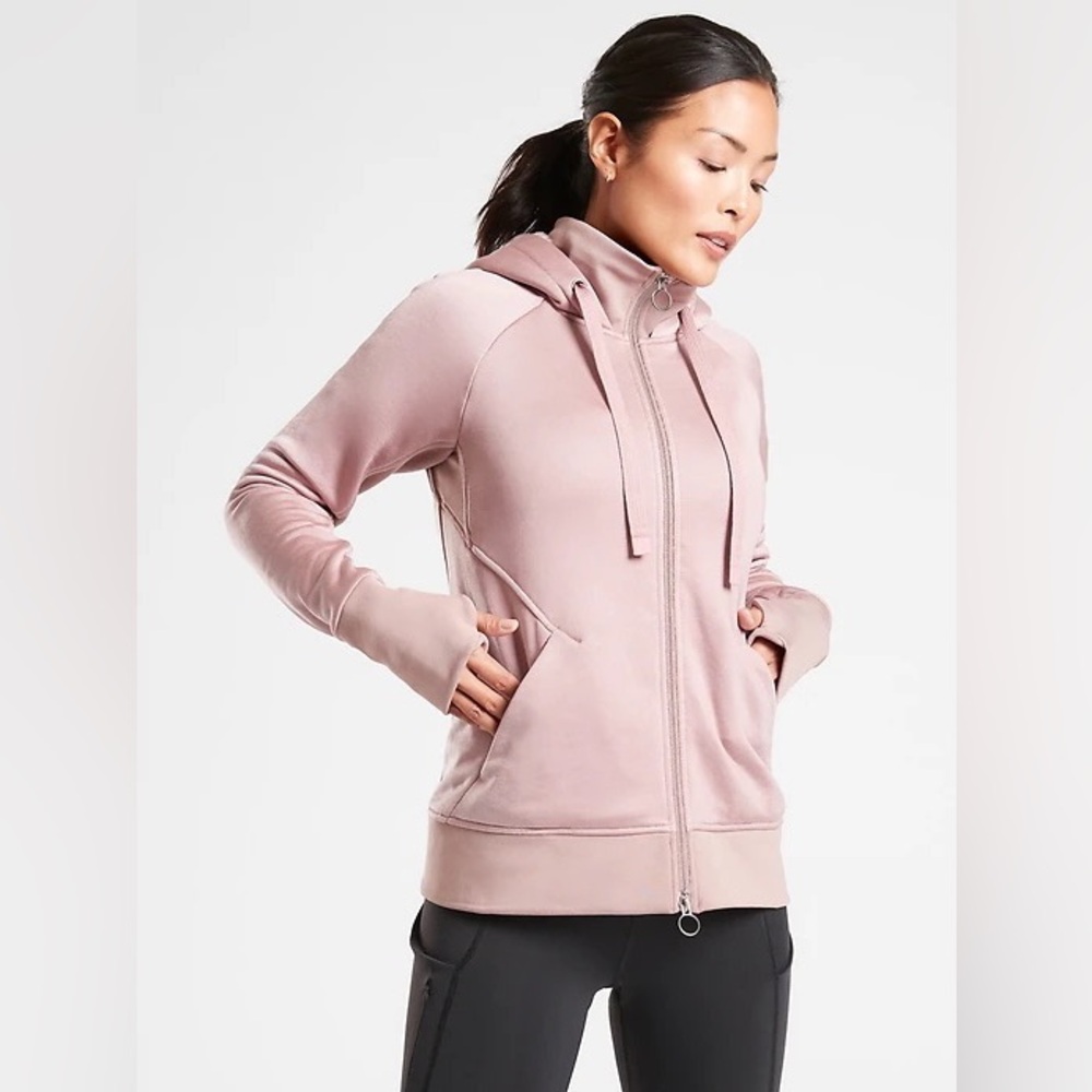 ATHLETA Triumph Luxe Shine Soft Lined Hoodie Hooded Jacket‎